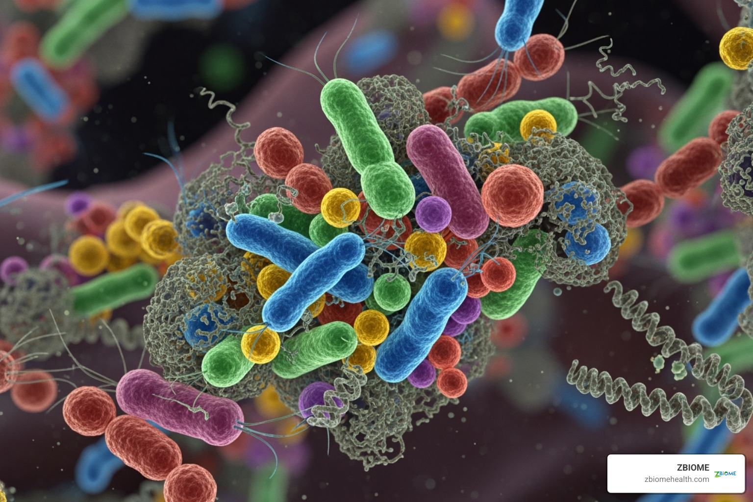 diverse, colorful bacteria representing a healthy microbiome - Best gut health