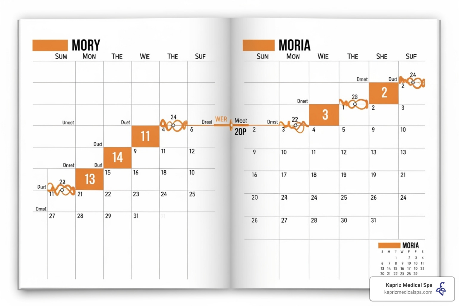 Calendar showing the timeline of Botox results - Botox natural facial