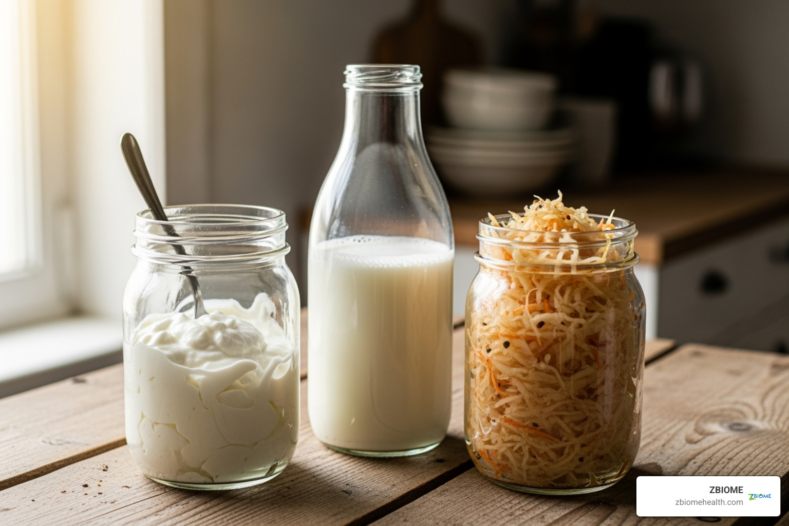 homemade kefir yogurt sauerkraut - low cost probiotics