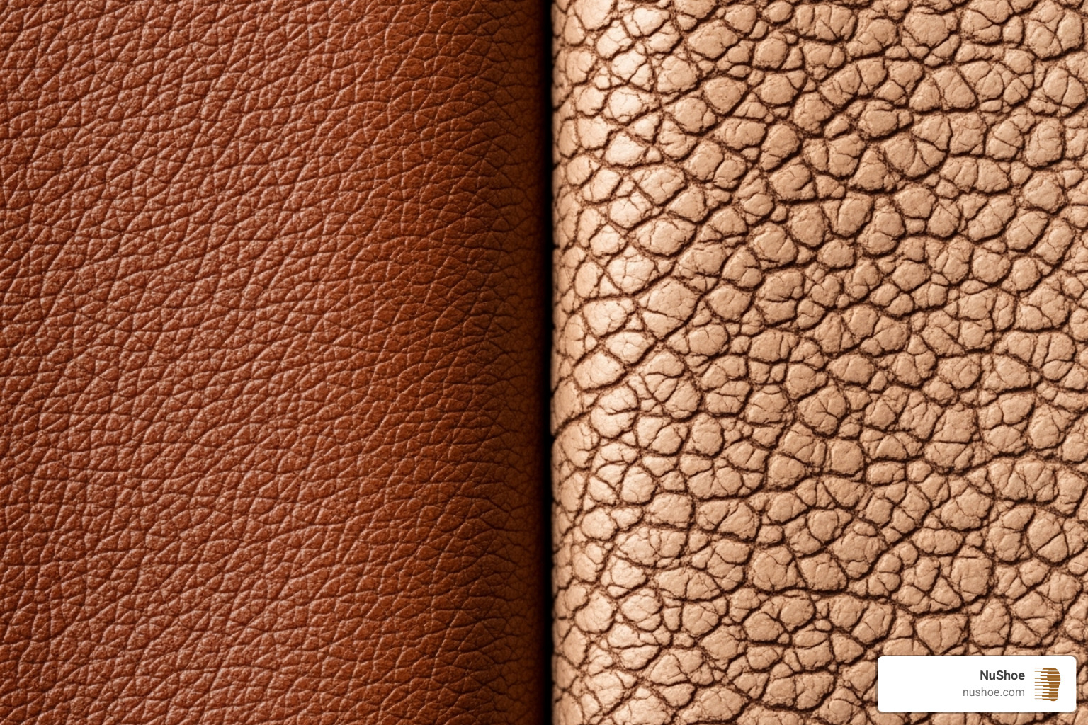 close-up of healthy and cracked leather fibers - Cracked leather hiking boots