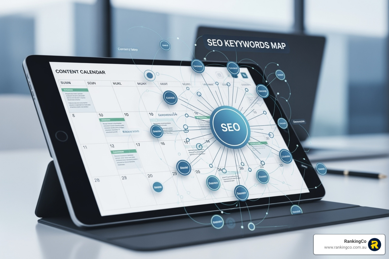 Content calendar and SEO keyword map - digital advertising for small businesses