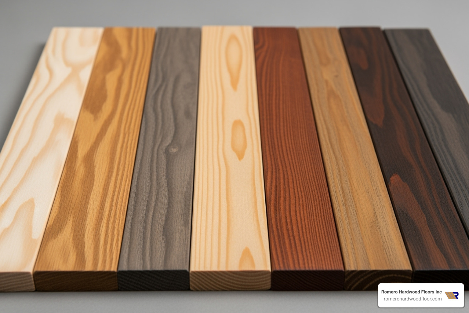 various wood stain color samples - hardwood floor refinishers