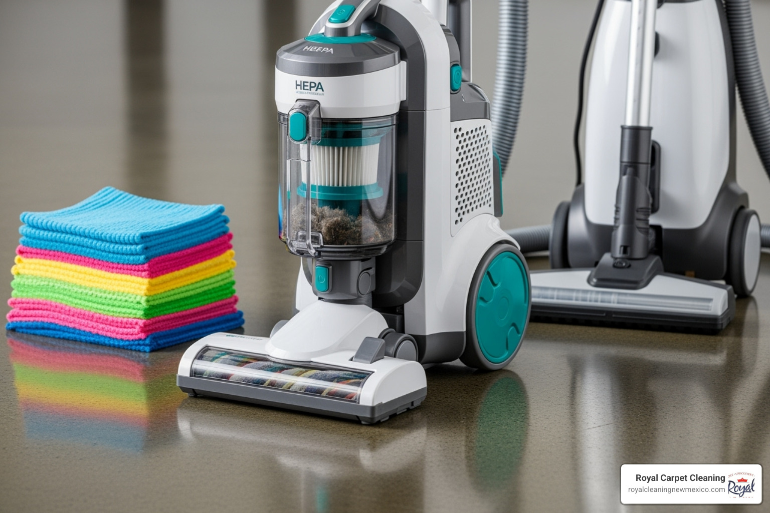 HEPA filter vacuum, microfiber cloths, and a steam cleaner - deep cleaning for allergies