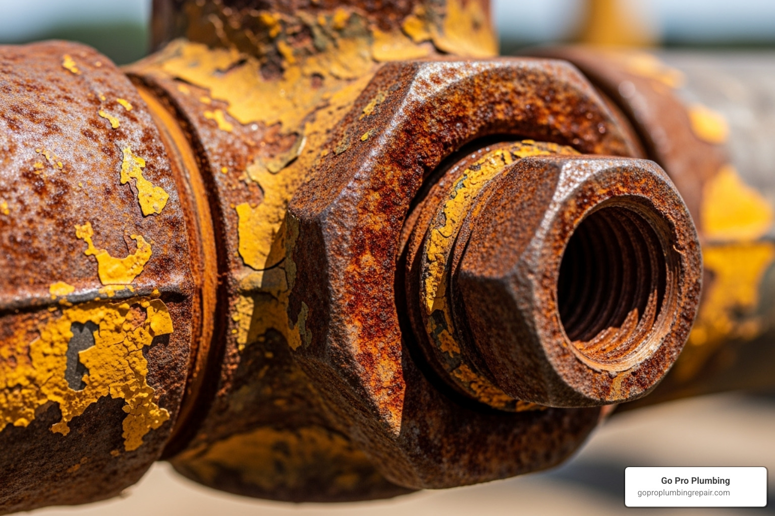 visibly corroded gas pipe fitting - house gas line repair