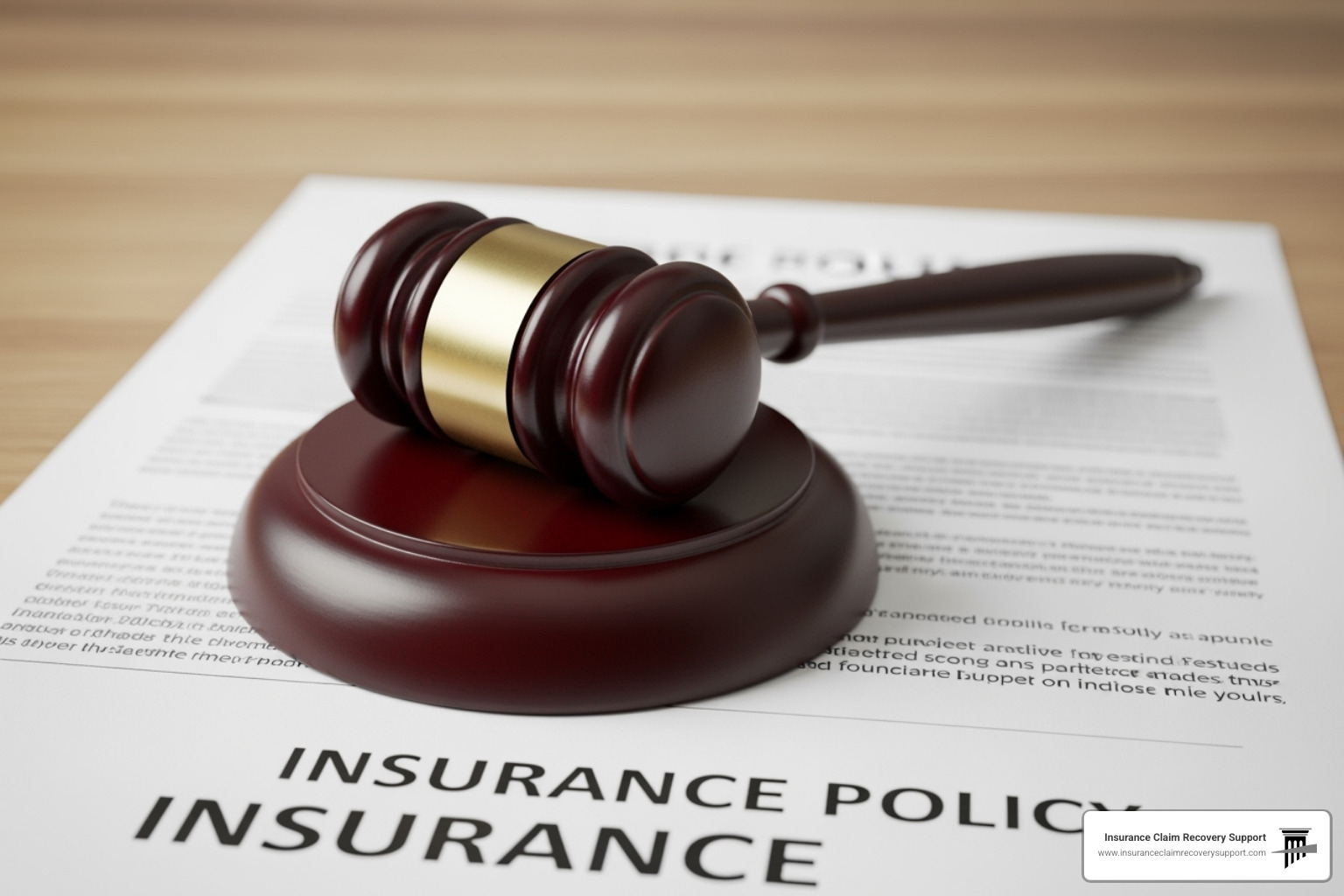gavel on insurance policy - Focus on long-tail keywords related to our core services.  Prioritize high-intent keywords with commercial value.  Write for business owners searching if they can "sue my insurance company" who have suffered  property damage 