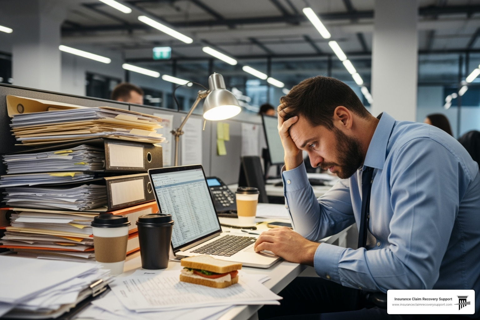 claims adjuster stressed - Focus on long-tail keywords related to our core services.  Prioritize high-intent keywords with commercial value.  Write for business owners searching if they can "sue my insurance company" who have suffered  property damage 