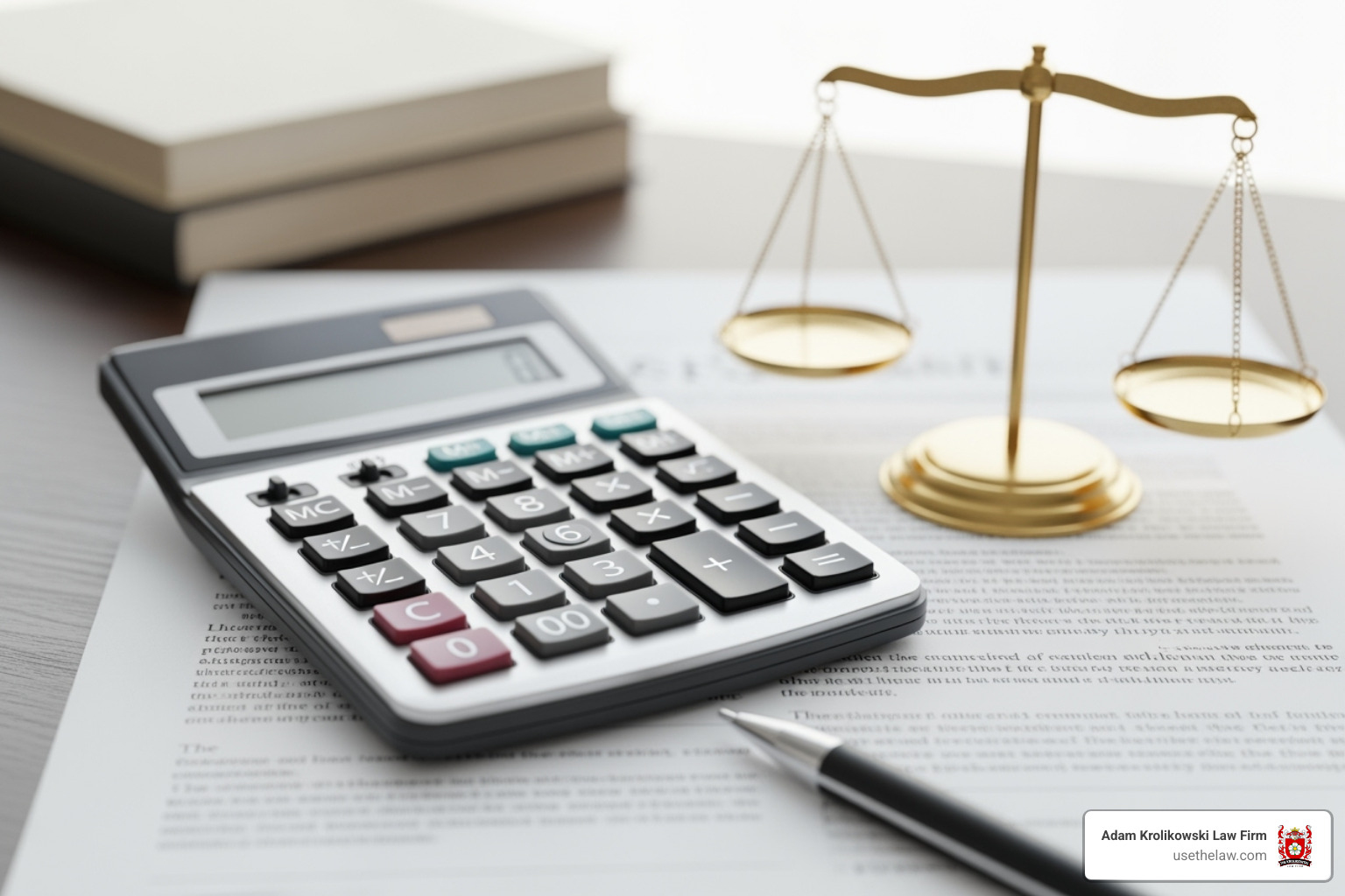 a calculator and legal documents symbolizing financial recovery - los angeles wrongful termination attorneys a calculator and legal documents symbolizing financial recovery - los angeles wrongful termination attorneys