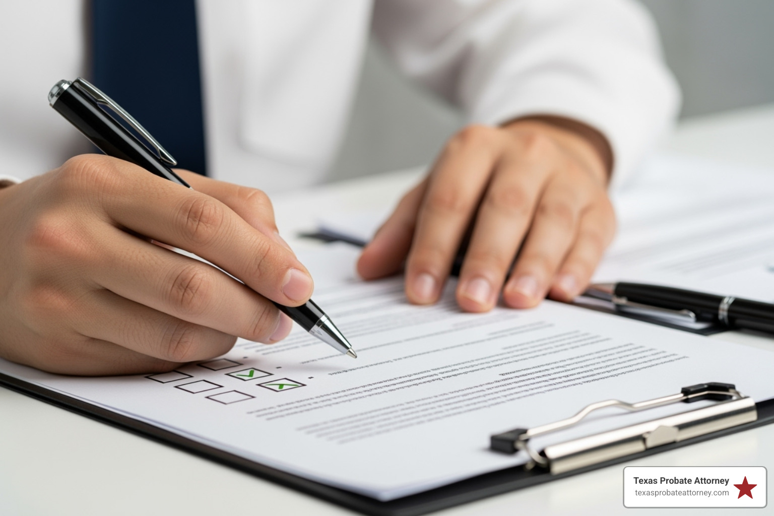 Checklist for legal document filing - muniment of title & self proved affidavit in texas