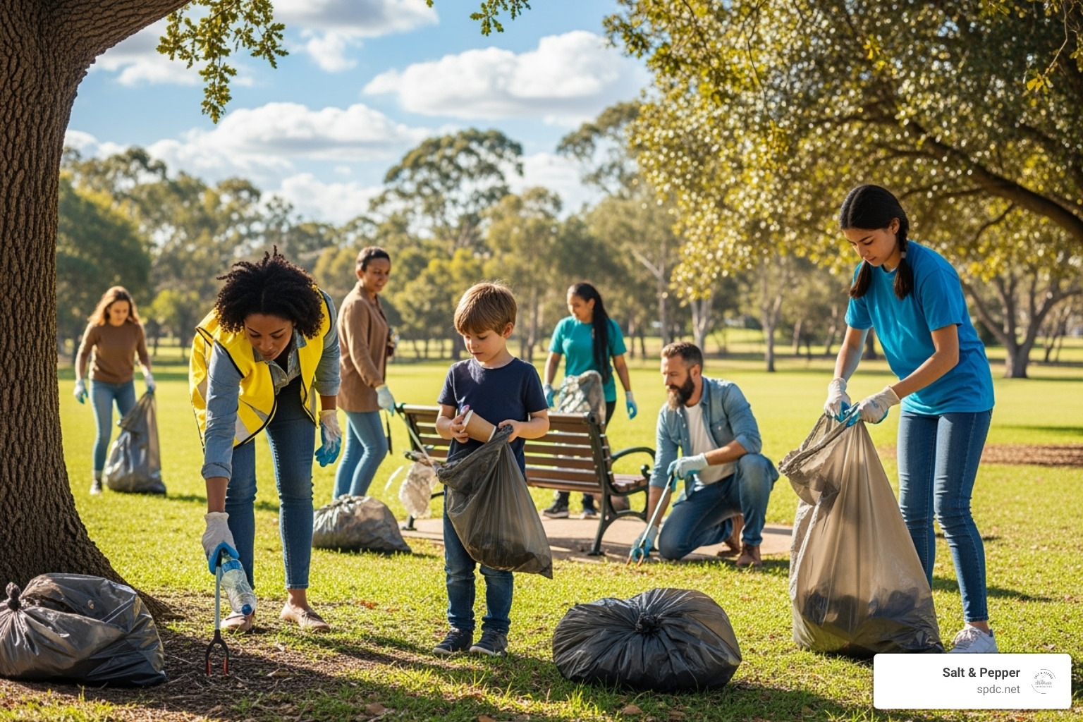 diverse group of people participating in a community park clean-up - earth friendly ideas diverse group of people participating in a community park clean-up - earth friendly ideas