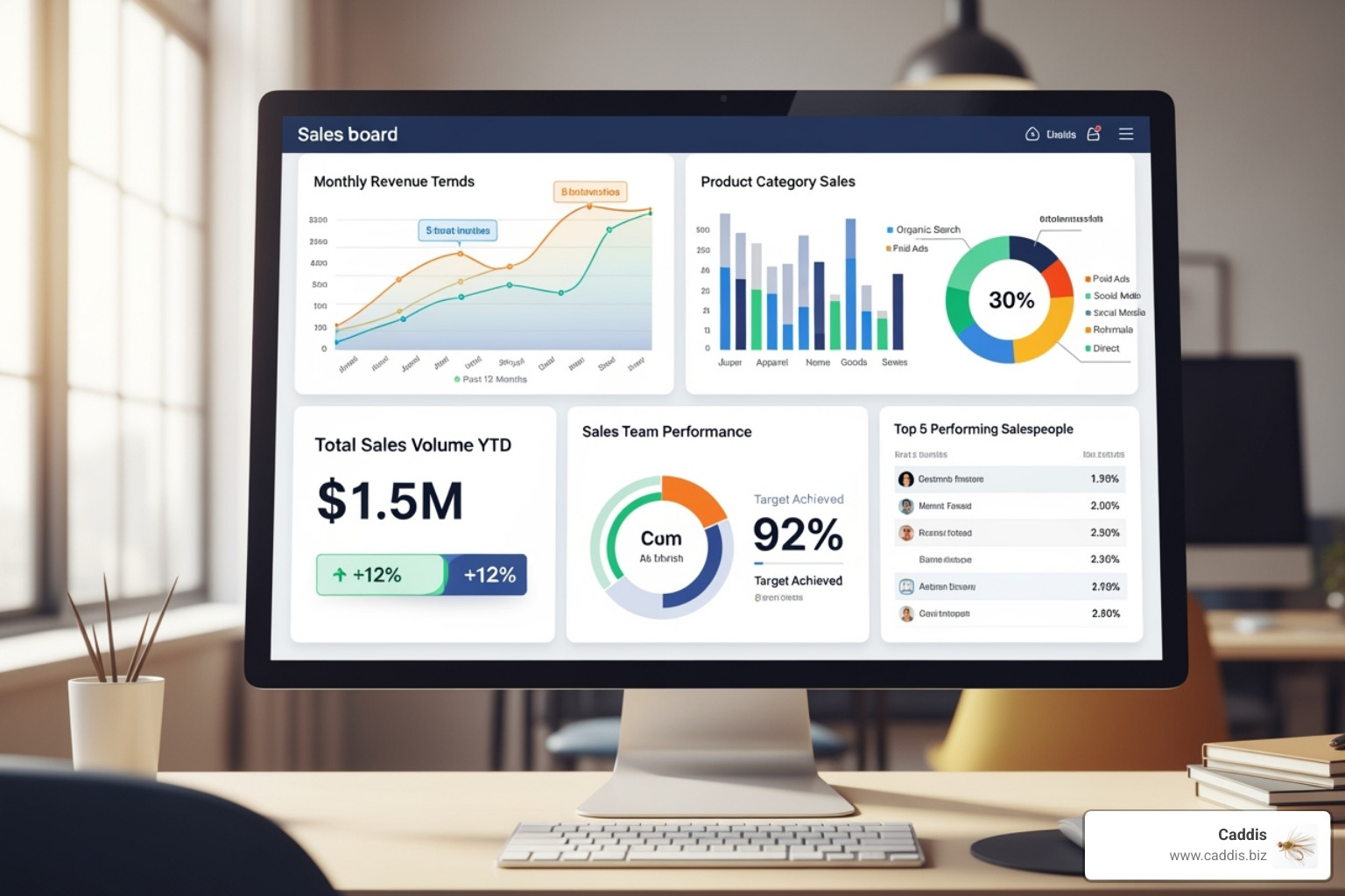 a dashboard showing sales KPIs - consulting sales strategy