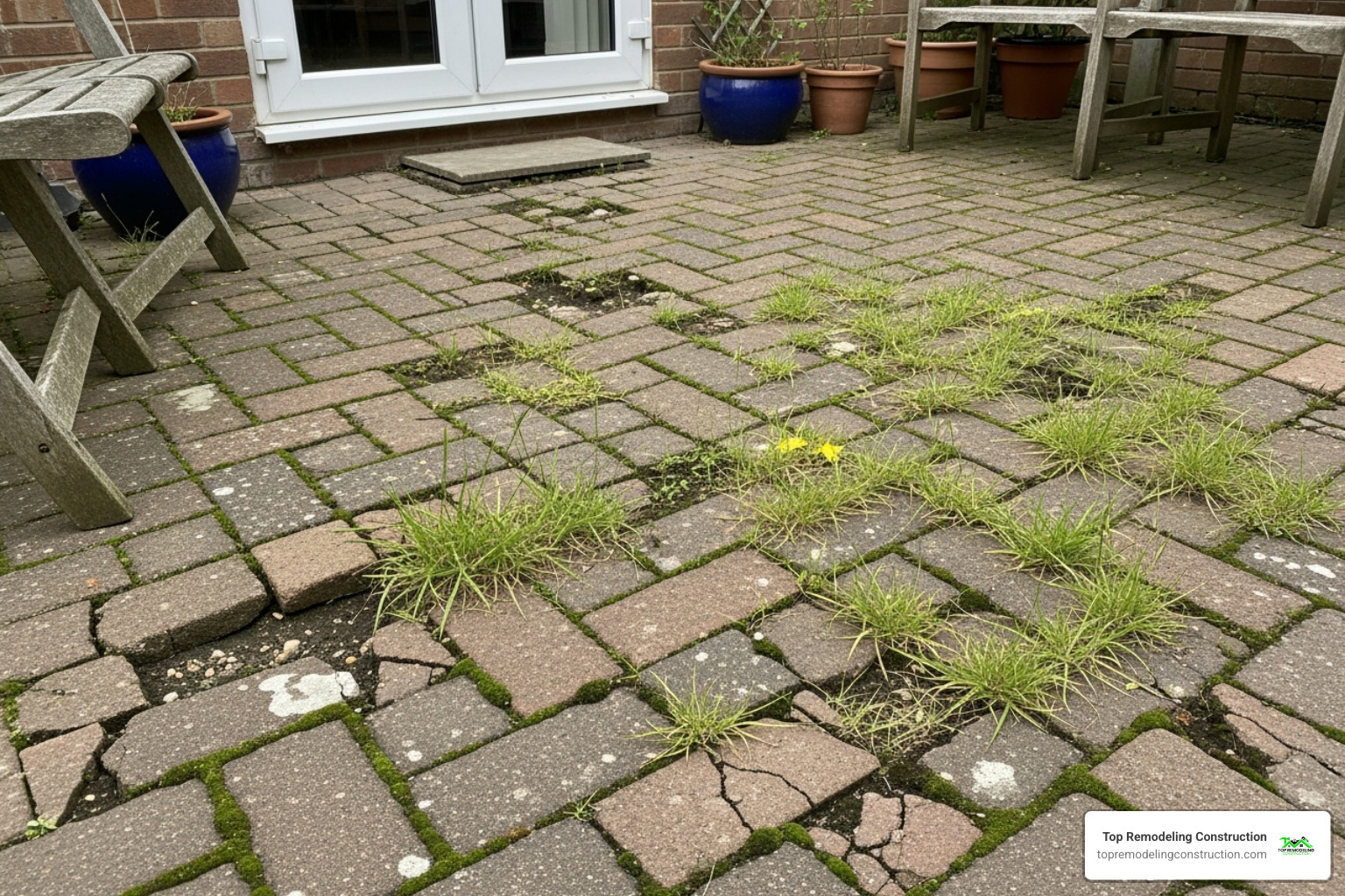 common brick patio problems like sunken pavers, weeds in joints, and cracked bricks - redo brick patio common brick patio problems like sunken pavers, weeds in joints, and cracked bricks - redo brick patio