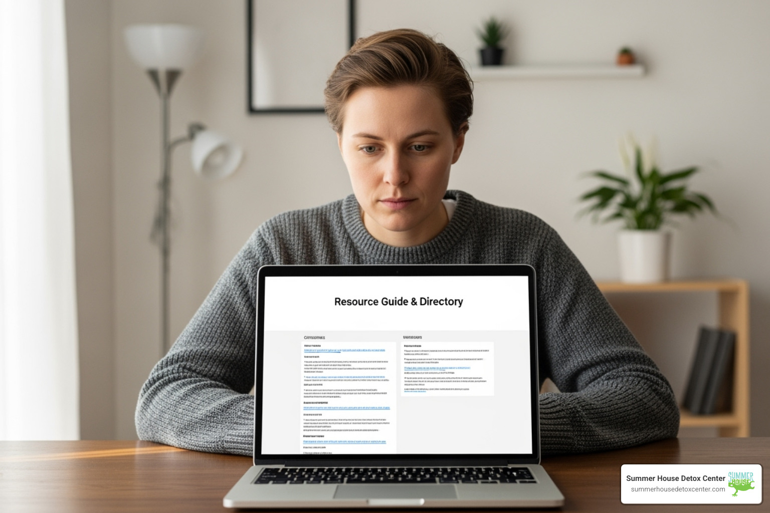 person looking at a resource guide on a laptop - free detox centers in miami