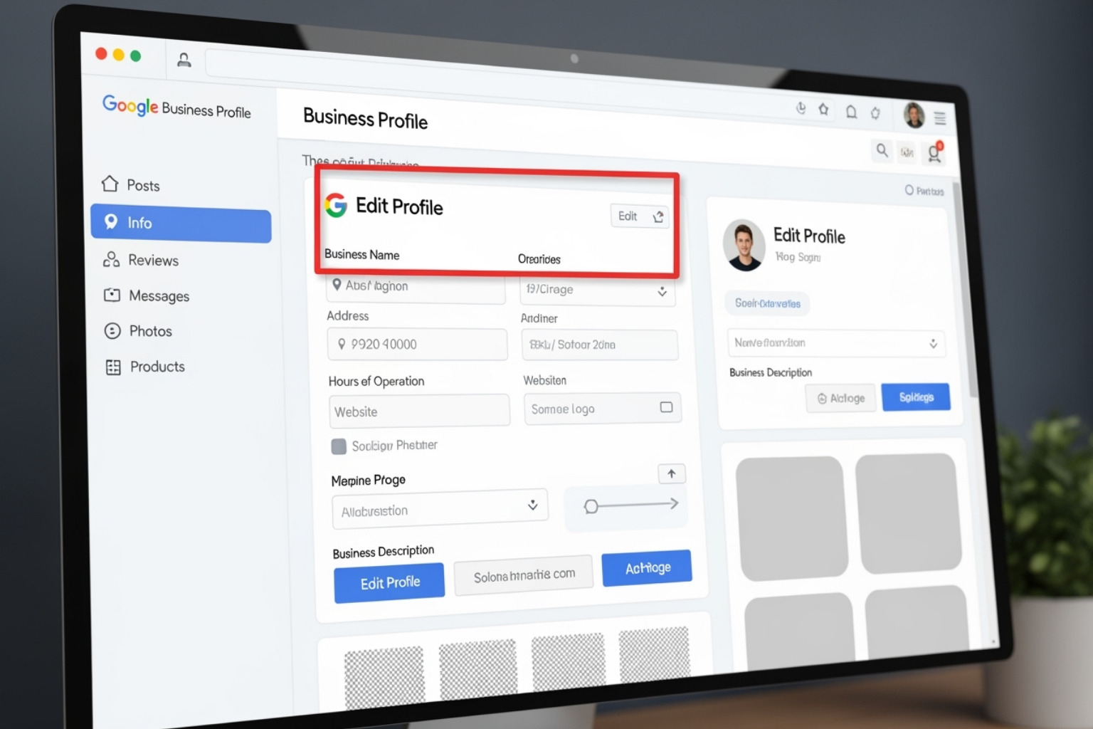 Google Business Profile dashboard with the "Edit Profile" section highlighted - why is my google business profile only visible to managers