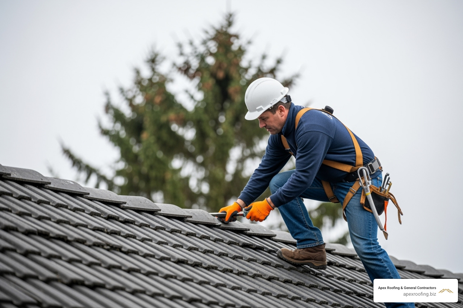 roofer on a roof conducting a detailed inspection - roof repair handyman near me