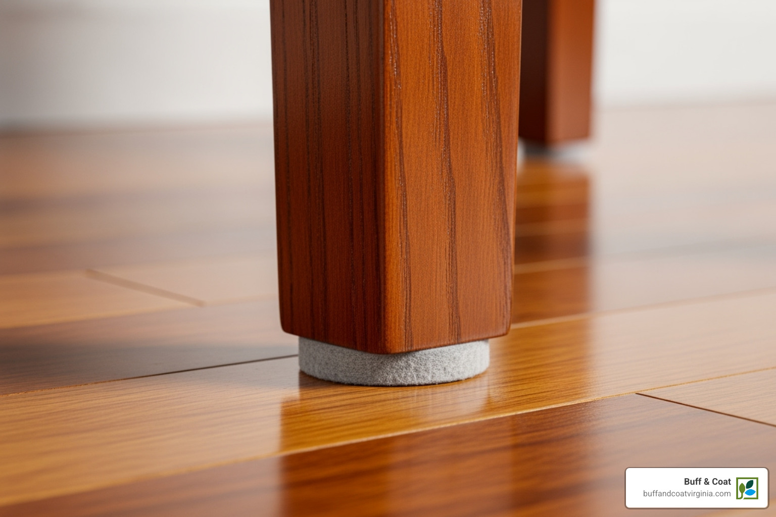 Felt pads on the bottom of chair legs, clearly showing the protective layer designed to prevent scratches on hardwood floors - hardwood floor scratch filler Felt pads on the bottom of chair legs, clearly showing the protective layer designed to prevent scratches on hardwood floors - hardwood floor scratch filler