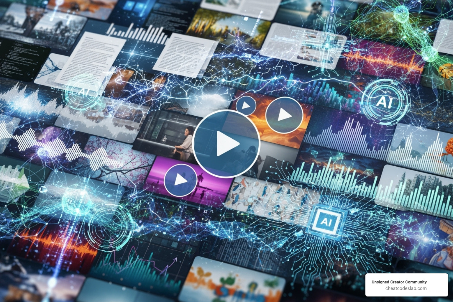 AI content types collage - AI for content creation