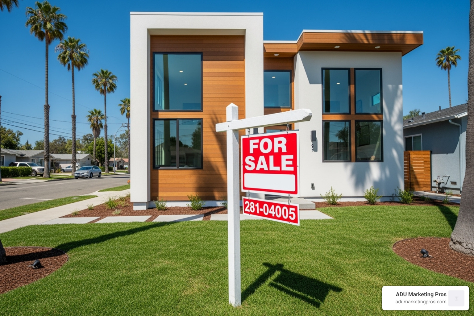 ADU with For Sale sign in San Diego - san diego adu laws