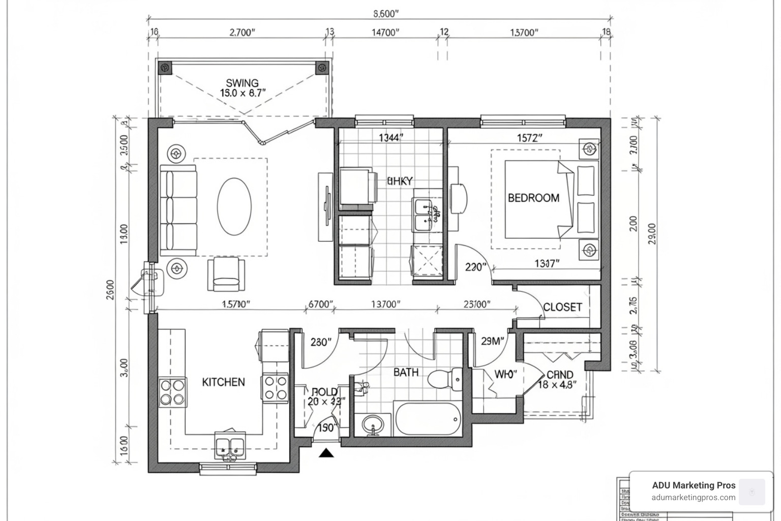 San Diego pre-approved ADU floor plan - san diego adu laws