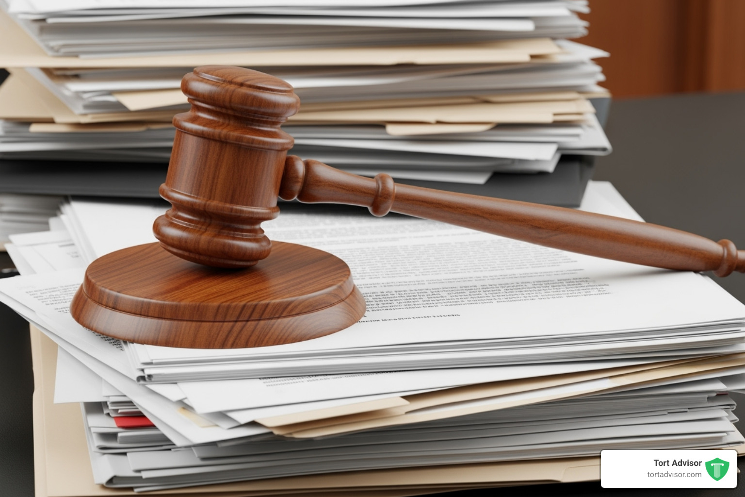 a courtroom gavel on a stack of legal documents - product liability personal injury