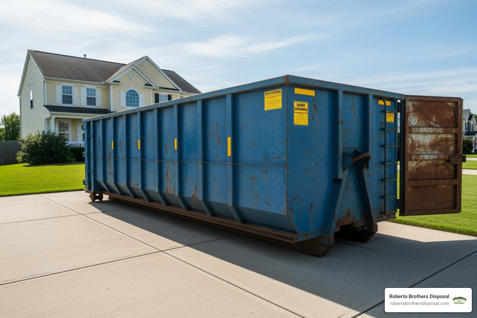 10-yard dumpster with dimensions labeled - small dumpster rental