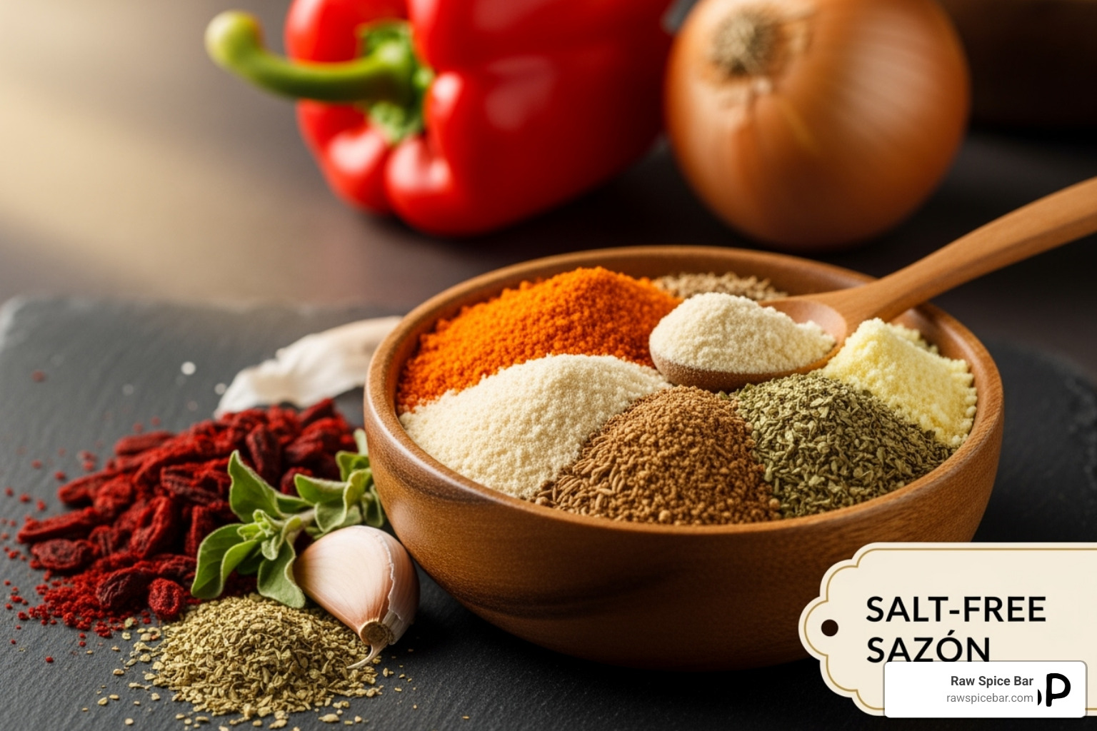 of various packaging options like glass jars and resealable pouches for spices - salt free sazon