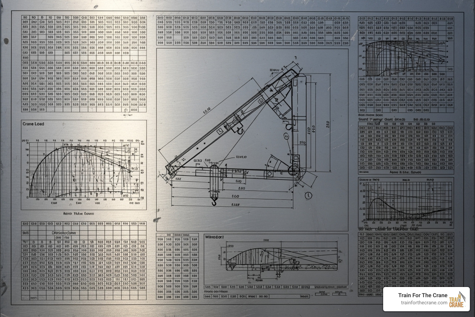A complex crane load chart with various numbers and diagrams - nccco written exam A complex crane load chart with various numbers and diagrams - nccco written exam