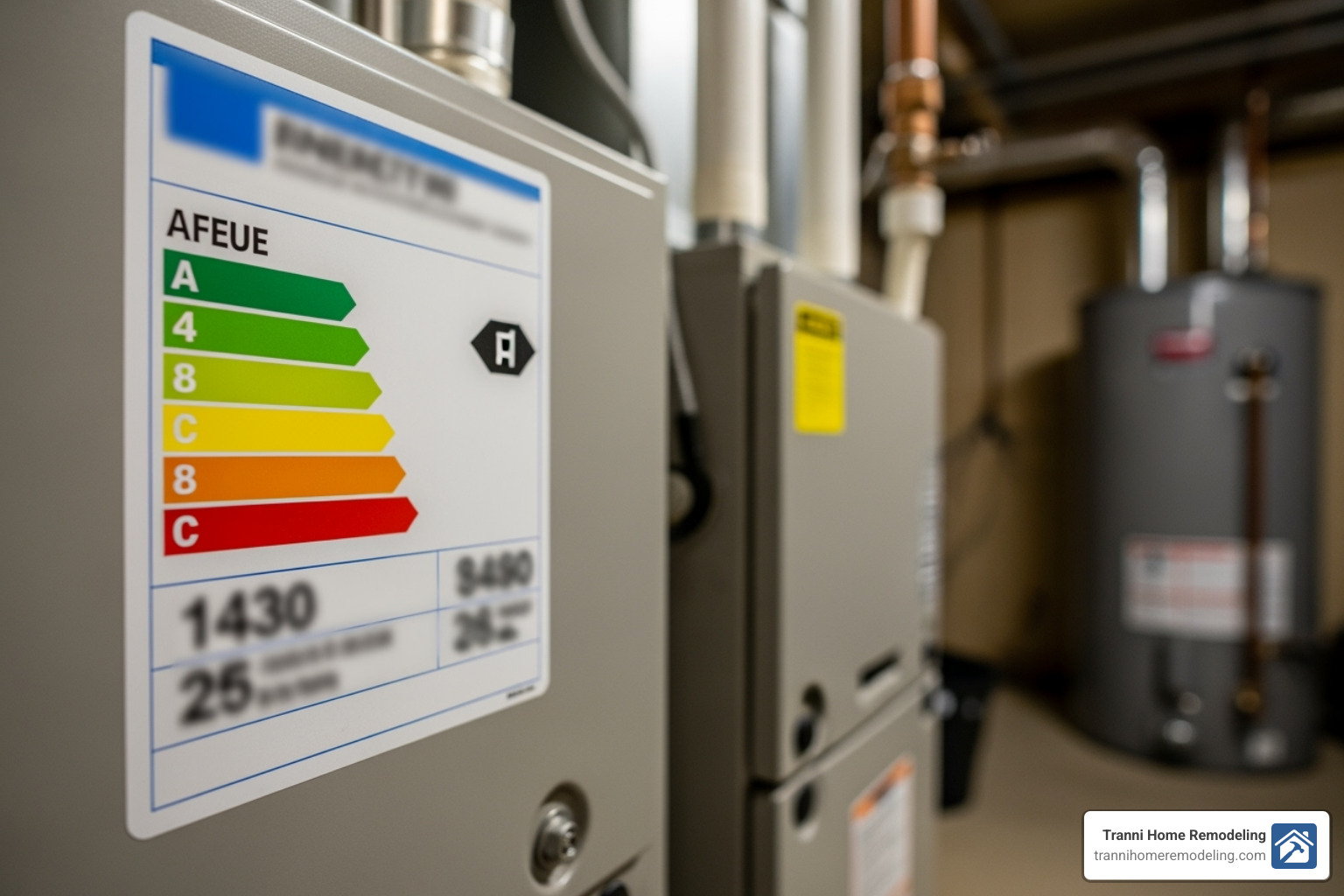 high-efficiency furnace AFUE rating label - furnace installer near me