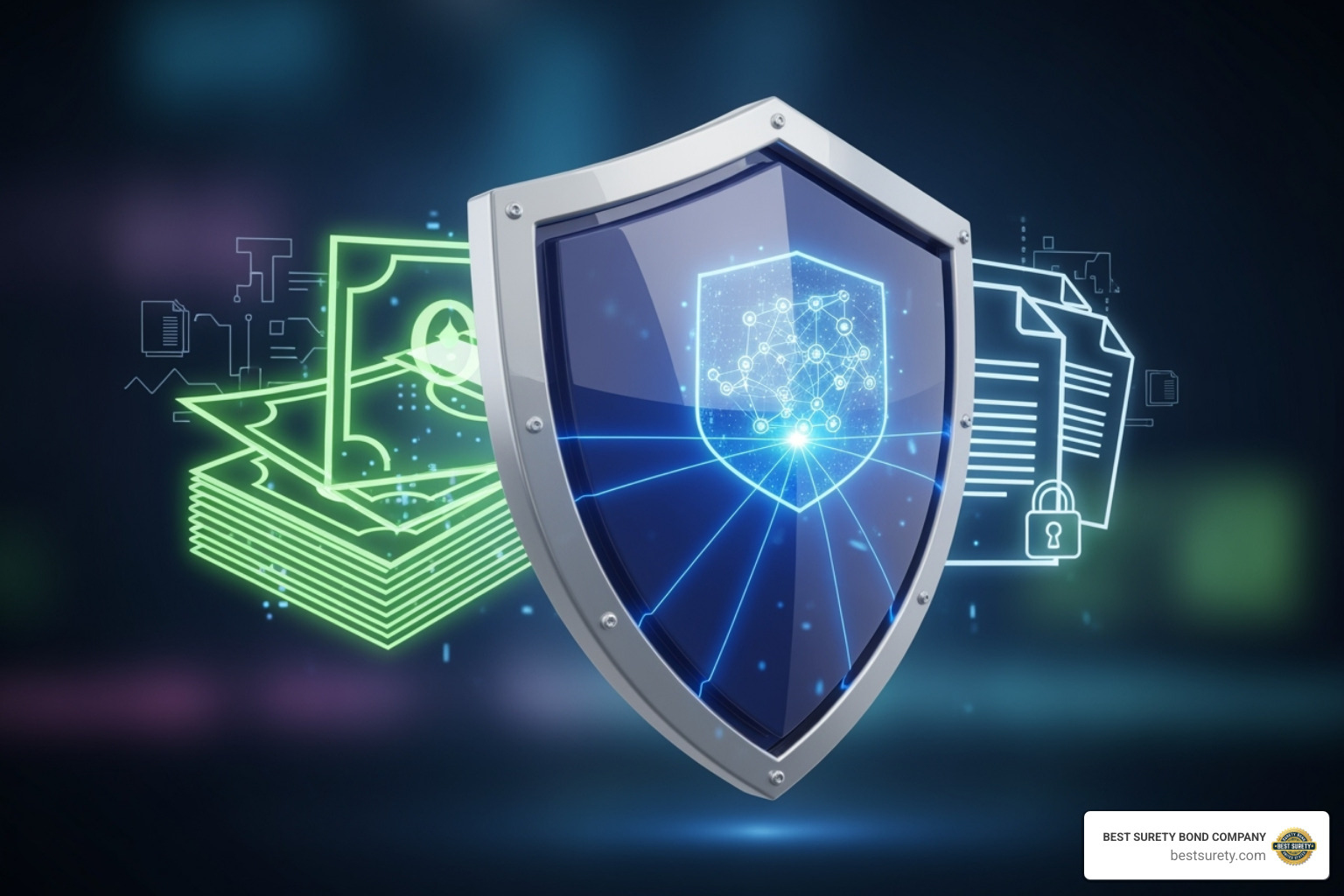 Image of a shield protecting business assets - surety bond nationwide