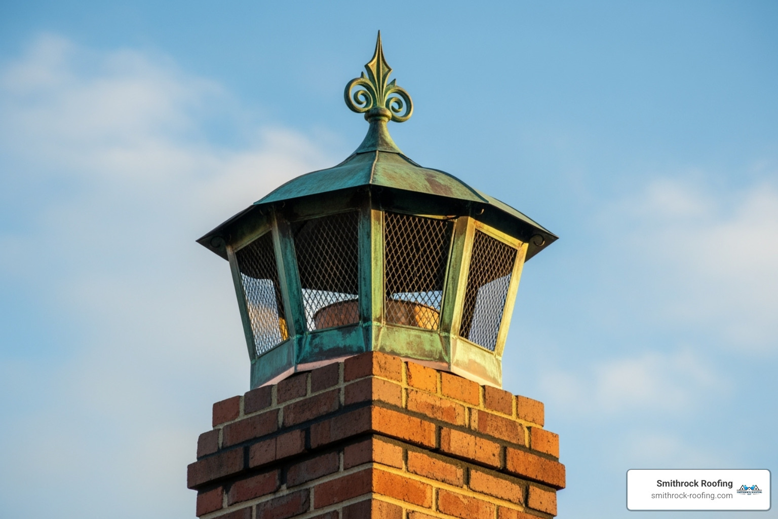 ornate, decorative copper chimney cap - cap for fireplace