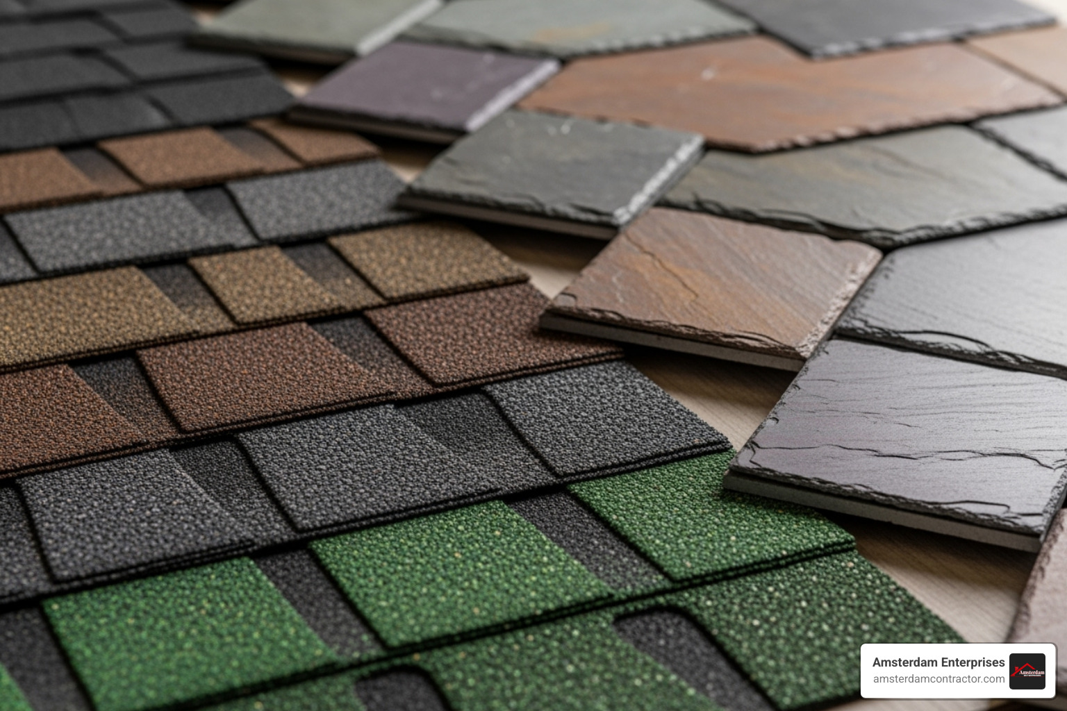 Various high-quality roofing materials like asphalt shingles and synthetic slate - Trusted roofing company
