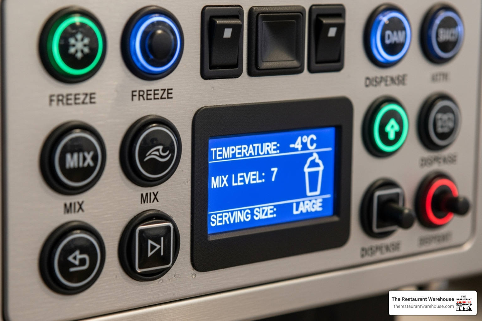 control panel showing different settings on a frozen drink machine - frozen machine for margaritas