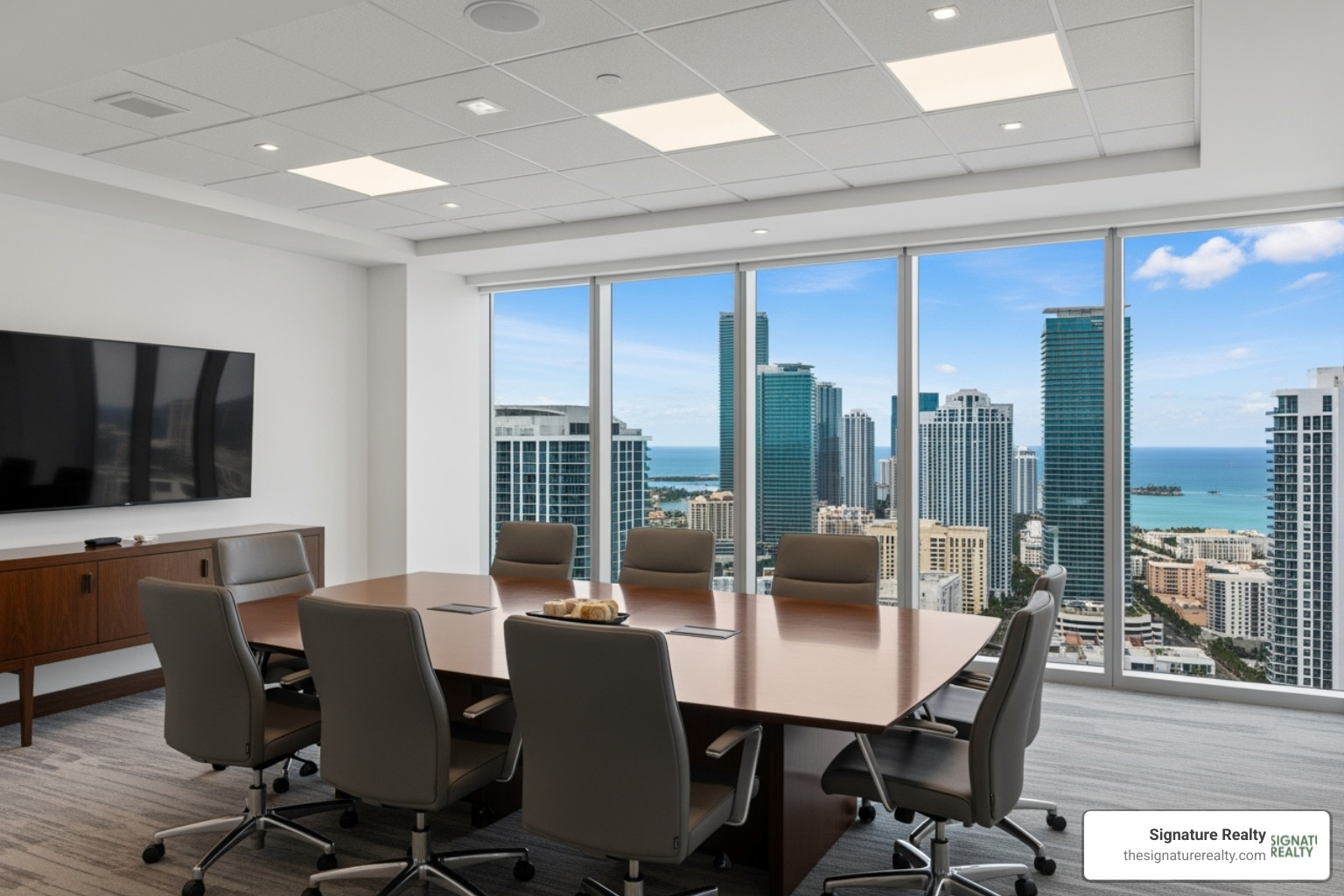 Image of a modern, professional meeting room in a Miami high-rise - florida virtual office Image of a modern, professional meeting room in a Miami high-rise - florida virtual office