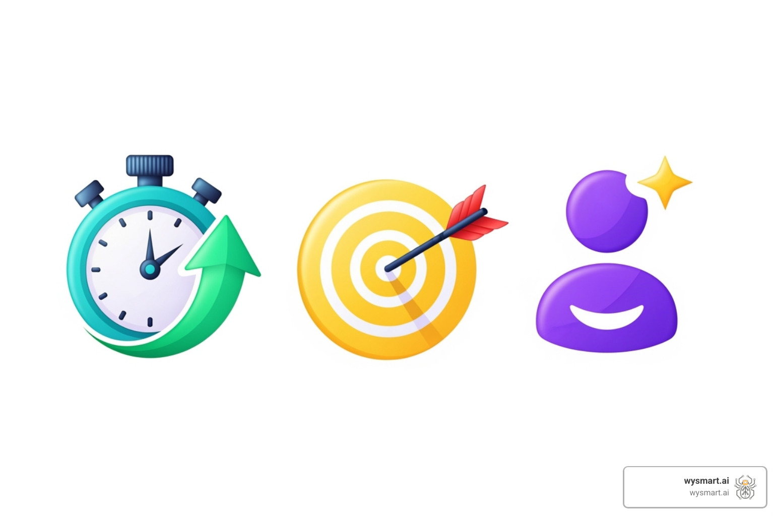 Icons representing increased efficiency, improved accuracy, and higher employee morale - enterprise process automation Icons representing increased efficiency, improved accuracy, and higher employee morale - enterprise process automation