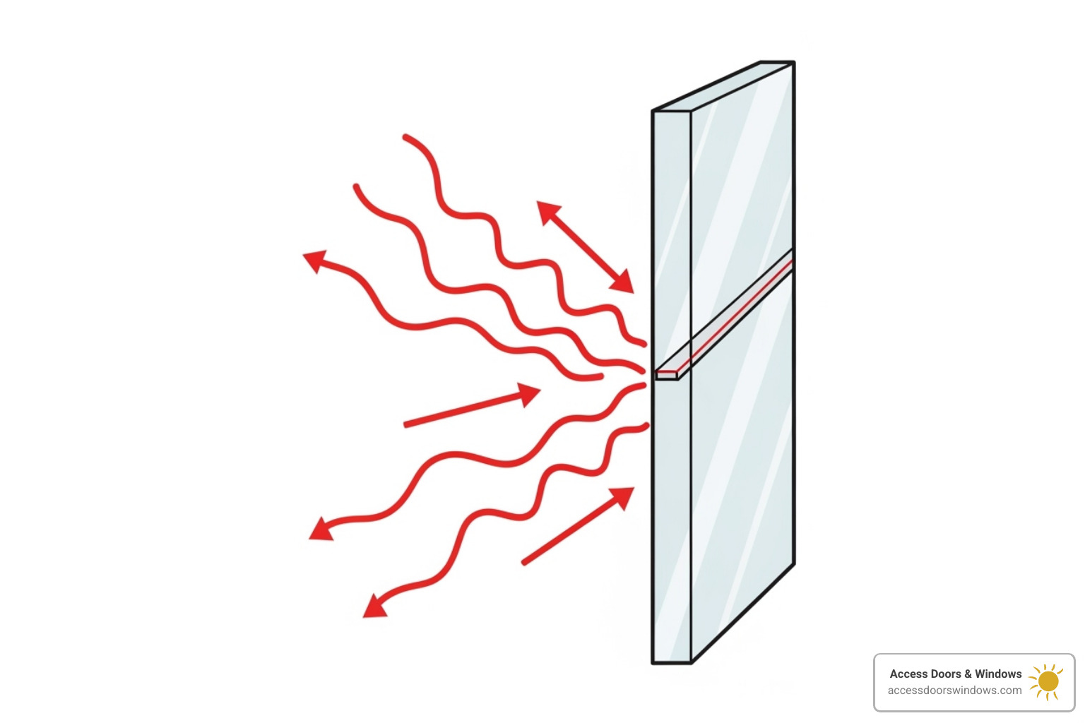 Diagram showing how Low-E coatings reflect heat - Florida energy-efficient windows