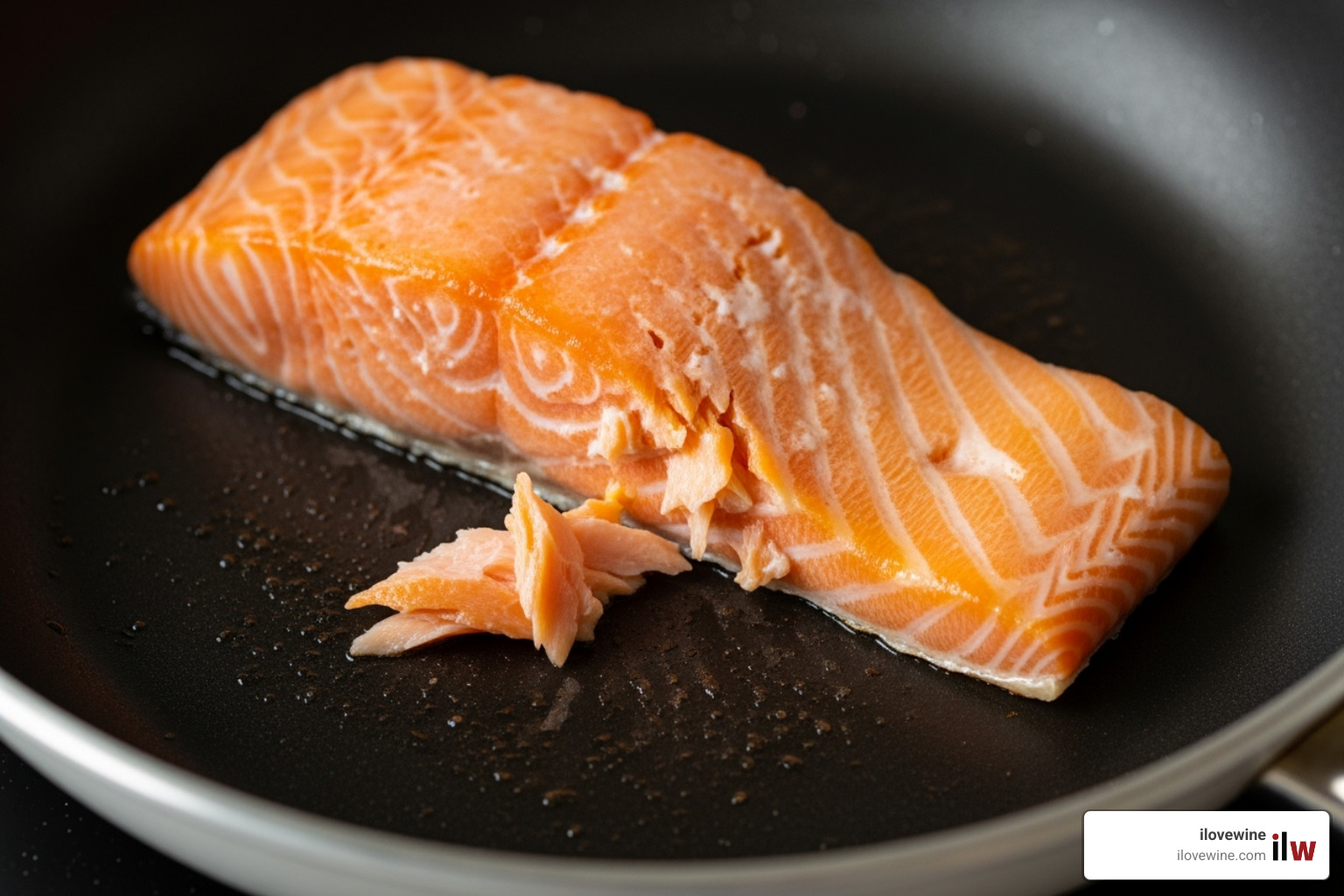 soggy, stuck piece of salmon in a pan as a "what not to do" example - how do you get crispy skin on salmon