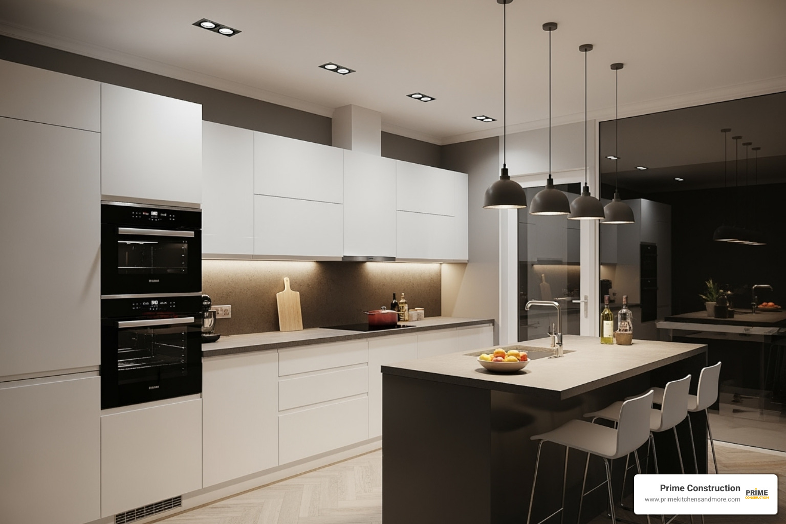 3D kitchen design render showing lighting placement - kitchen lighting design Orlando