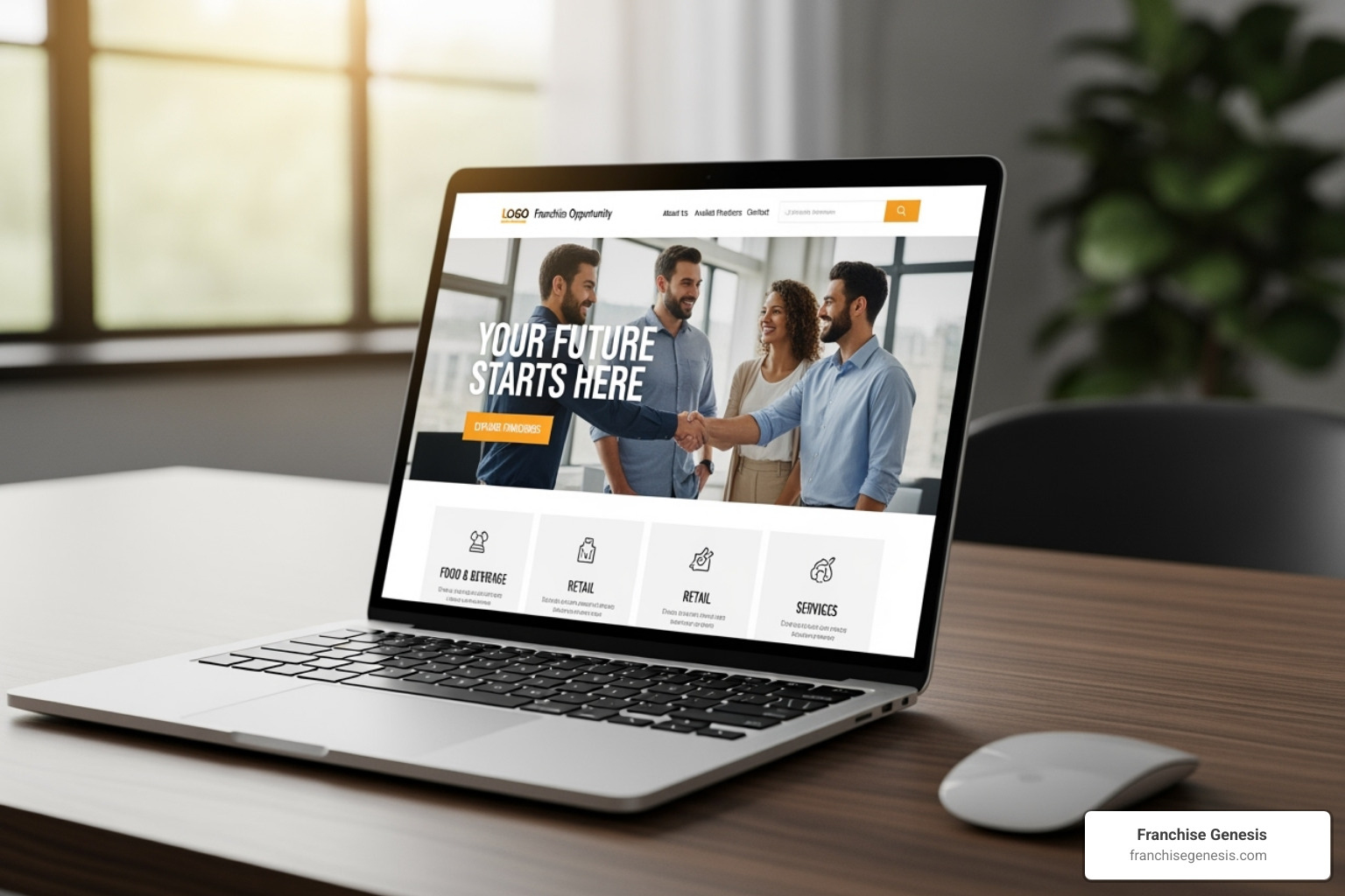 of a franchise sales website on a laptop - how to franchise my small business