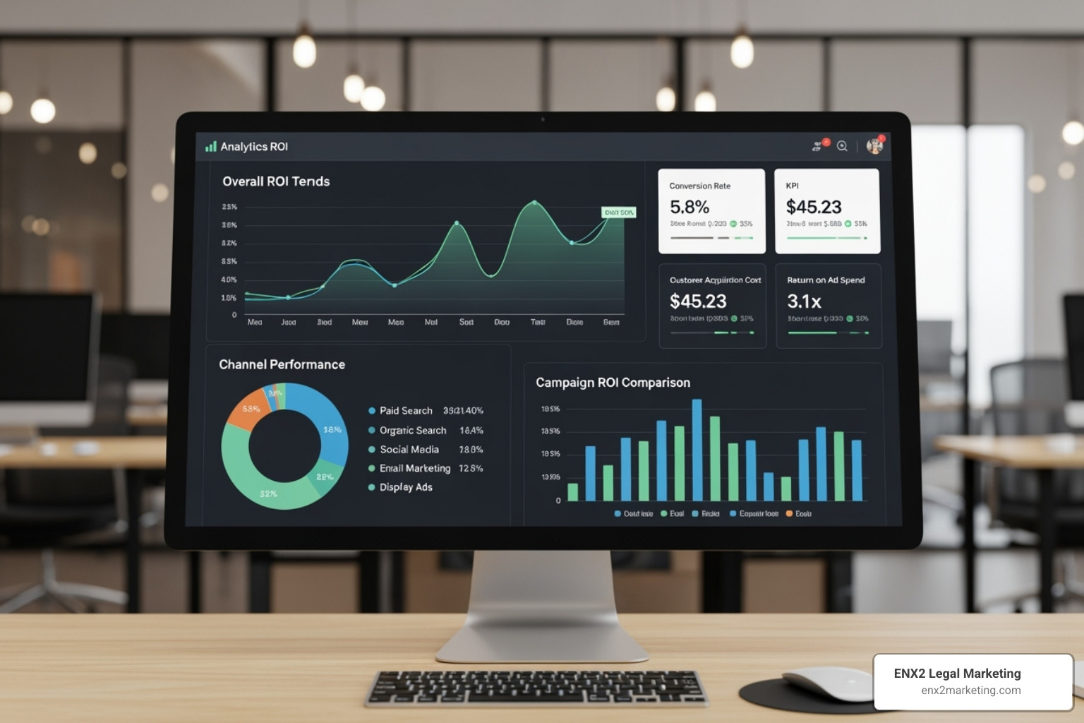 Analytics dashboard tracking law firm digital marketing ROI - legal firm digital marketing agency Analytics dashboard tracking law firm digital marketing ROI - legal firm digital marketing agency