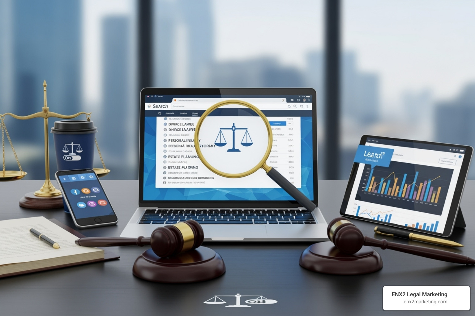Responsive law firm website displayed on desktop and mobile devices - legal firm digital marketing agency Responsive law firm website displayed on desktop and mobile devices - legal firm digital marketing agency