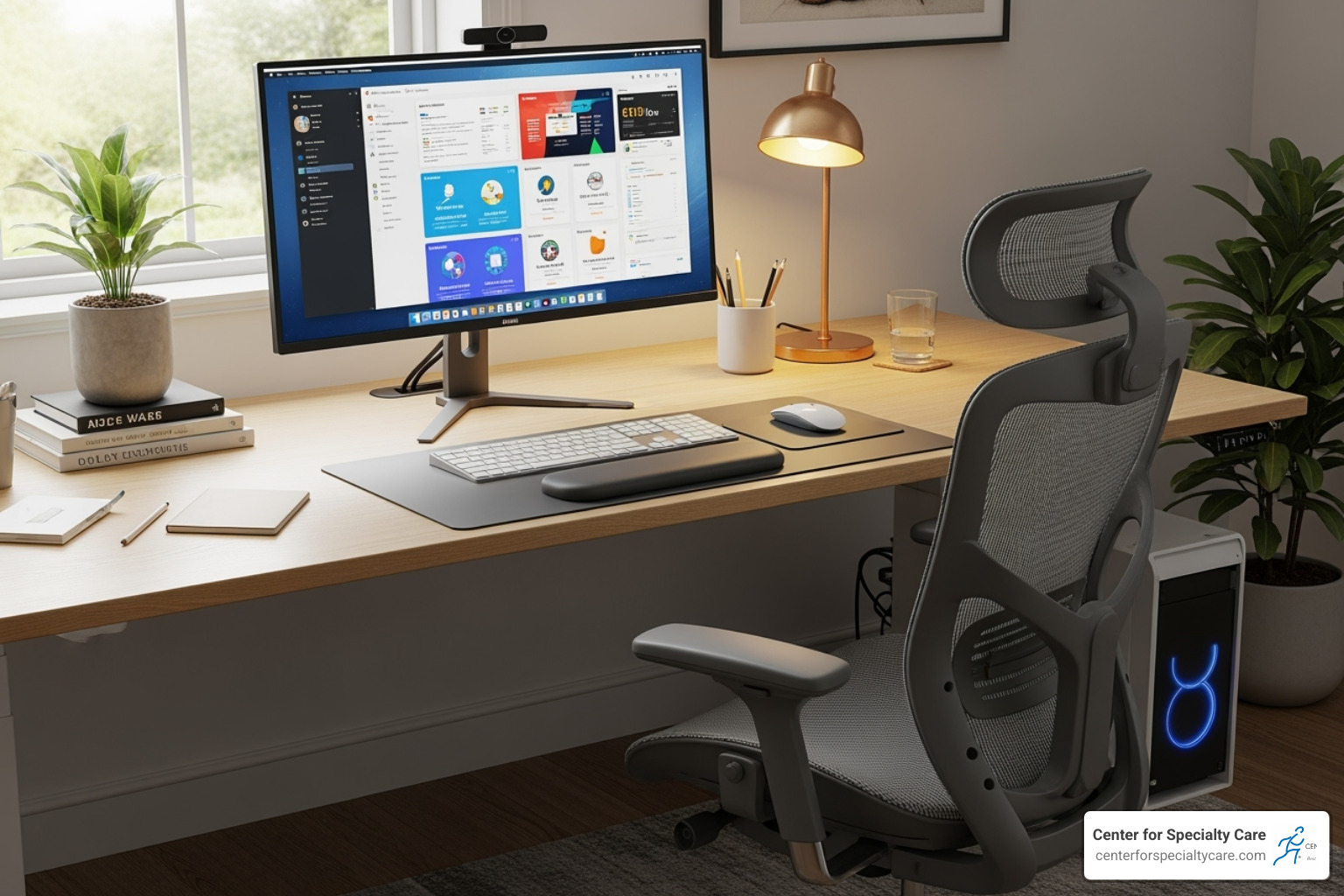 ergonomic desk setup - knots on the back of neck