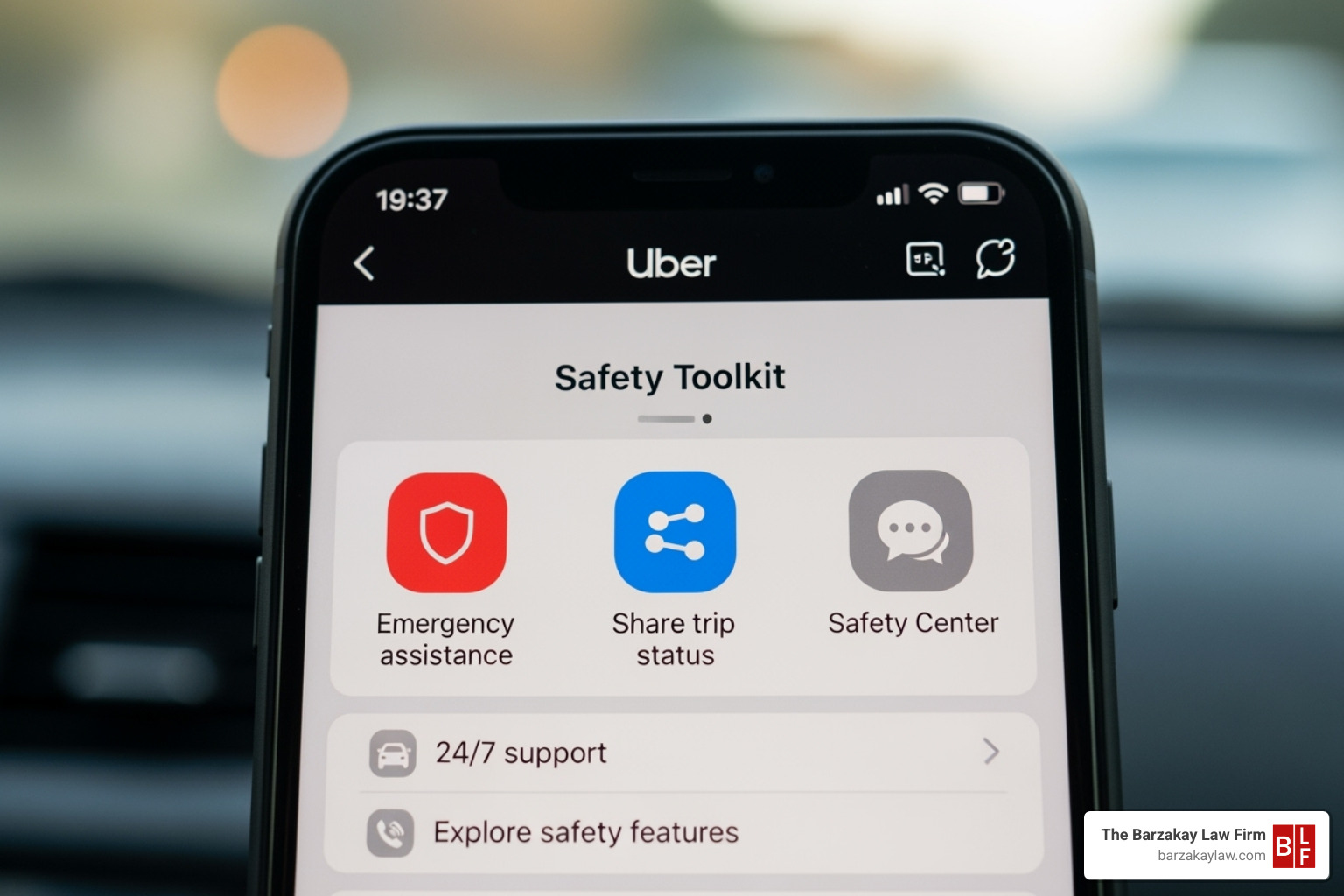 The Uber app's safety toolkit feature - uber drunk driver