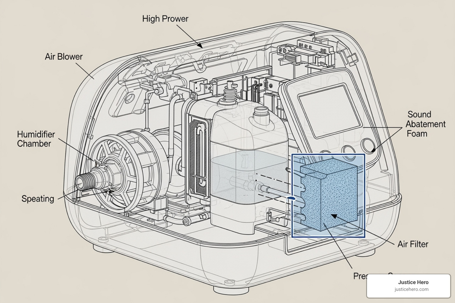 a diagram showing the location of the sound abatement foam in a CPAP machine - who qualifies for cpap lawsuit a diagram showing the location of the sound abatement foam in a CPAP machine - who qualifies for cpap lawsuit