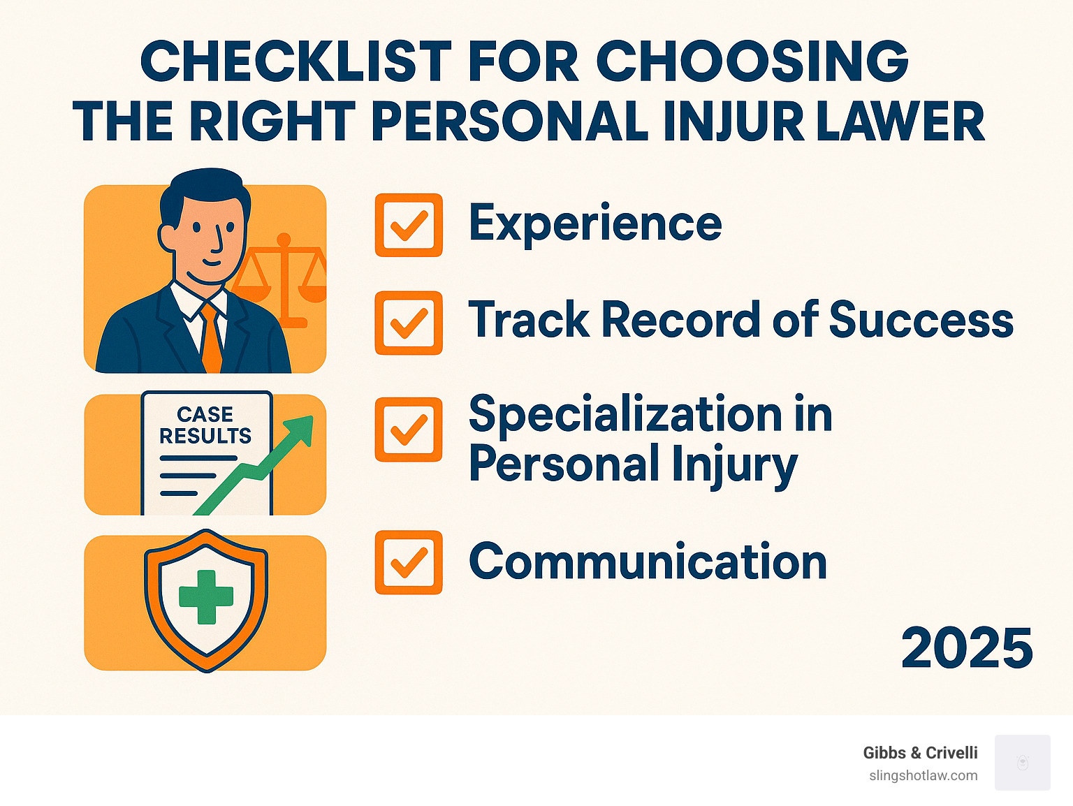 Checklist for choosing the right personal injury lawyer - lawyers near me personal injury infographic 