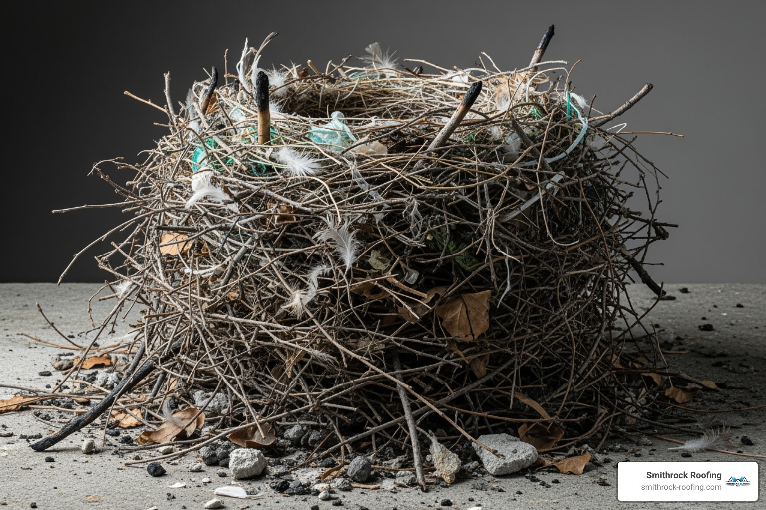 A bird's nest removed from a chimney flue, highlighting the large amount of debris and nesting material - chimney cap installer near me