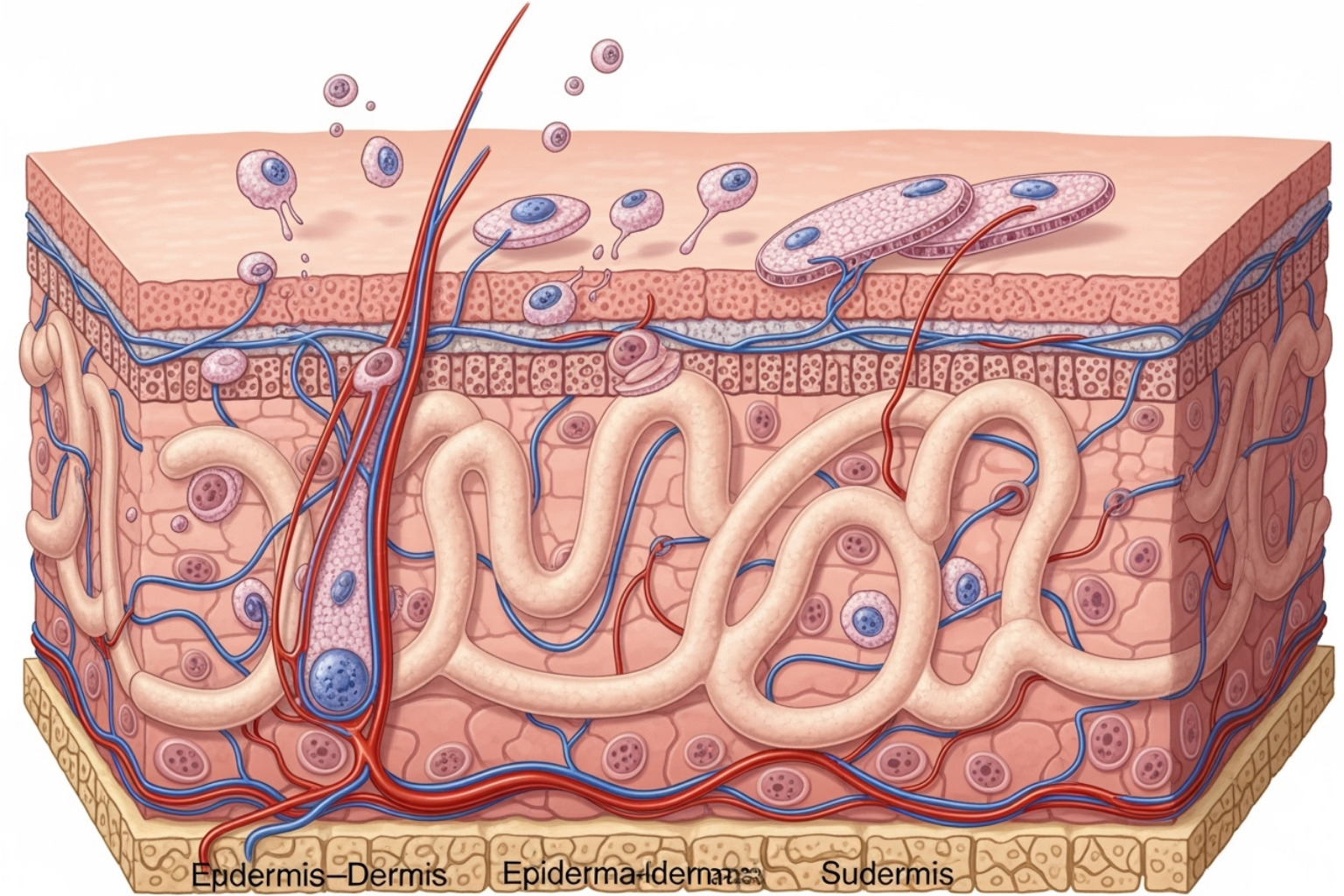 illustration of collagen production and cell turnover in the skin - best ingredient to minimize pores