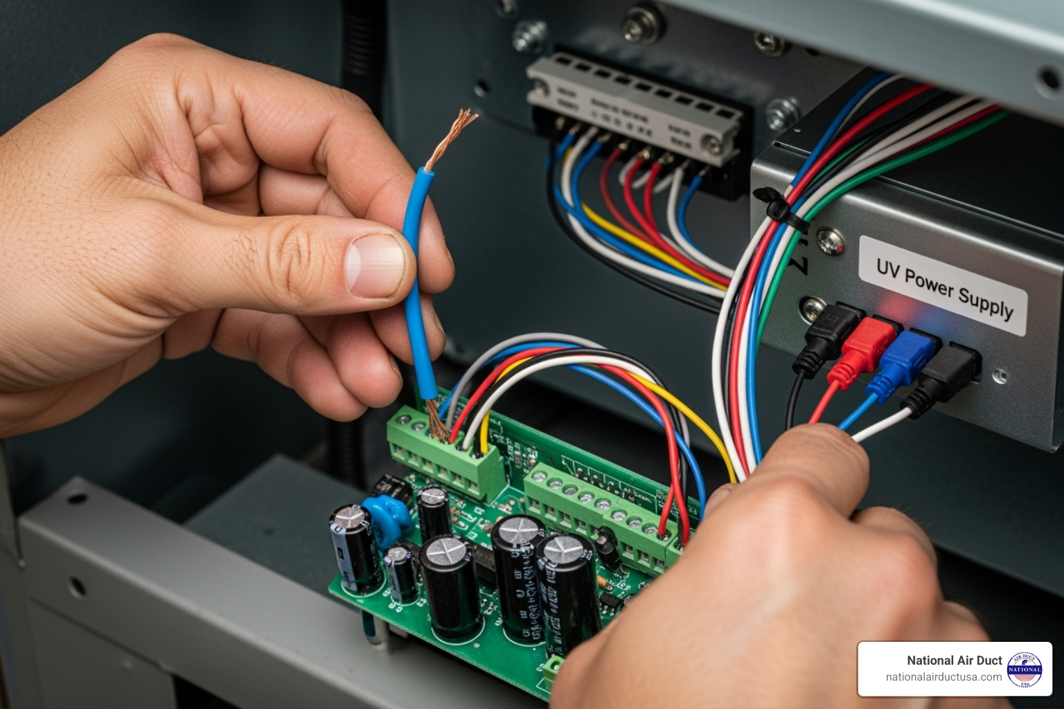 wiring the UV light power supply to the HVAC unit's control board - how to install germicidal uv light
