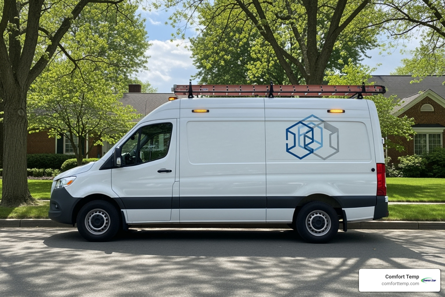 Image of a service technician's van with a company logo - hvac maintenance companies Image of a service technician's van with a company logo - hvac maintenance companies