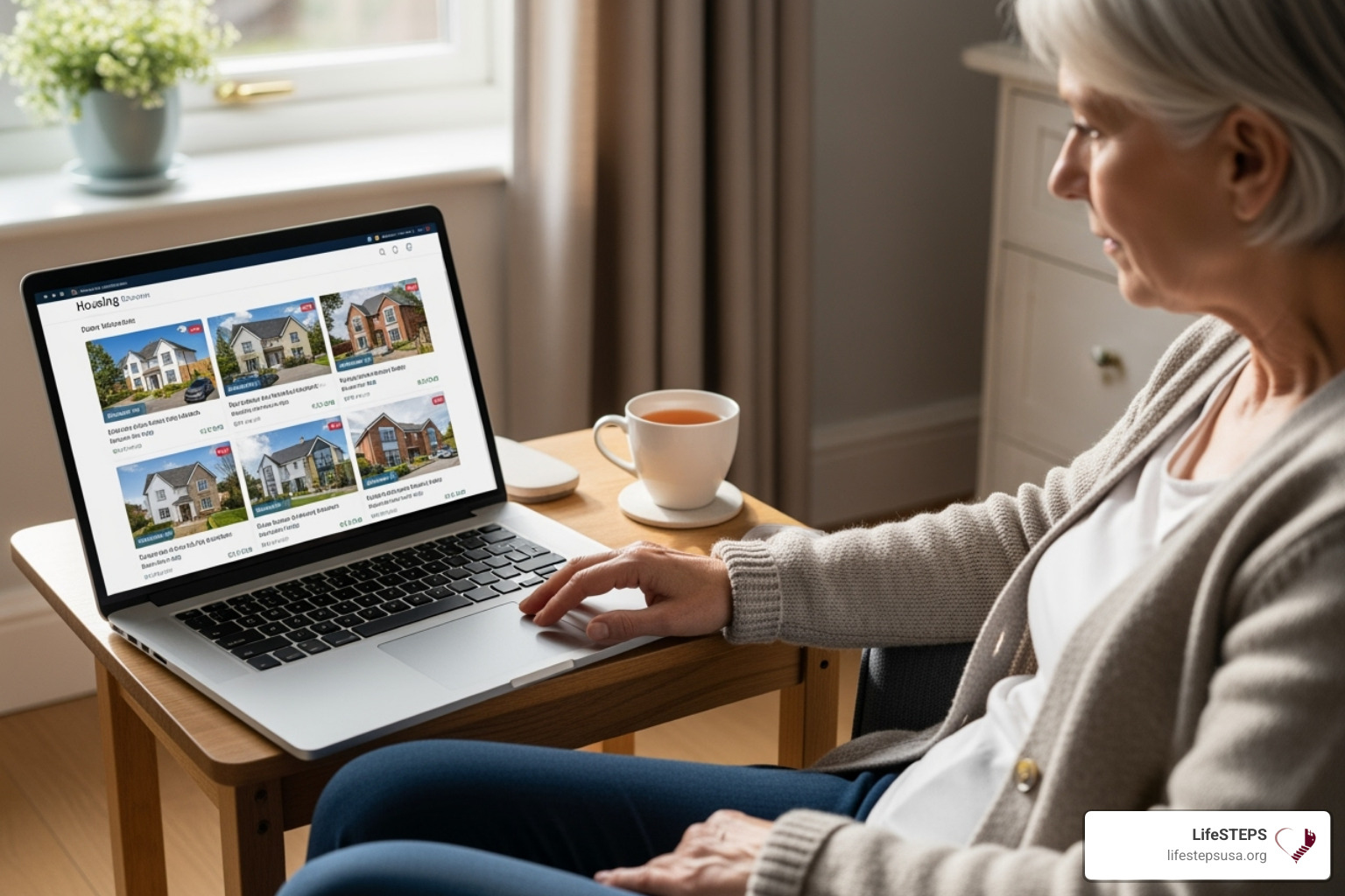 person browsing housing websites - low income assisted living for disabled