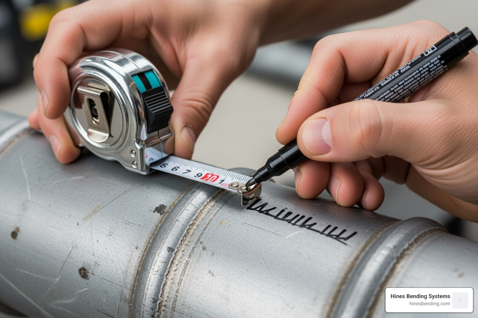 pipe being measured and marked for bending - how to bend pipe using a pipe bending machine