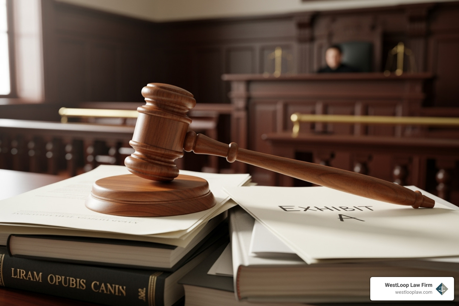 A judge's gavel resting on legal documents in a courtroom - harris county probate court judges